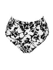 Pour Moi Black Cali Ribbed Texture High-Waist Belted Control Bikini Briefs - Image 3 of 4