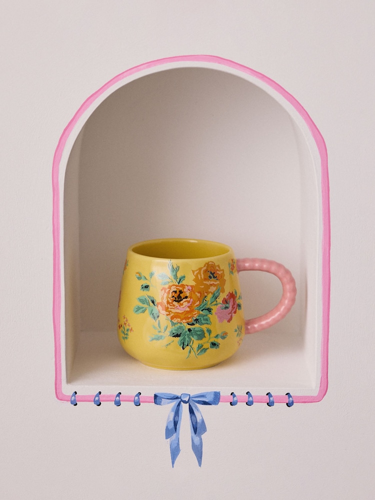 Cath Kidston Yellow Archive Twisted Handle Billie Mugs Set Of 4 - Image 1 of 4