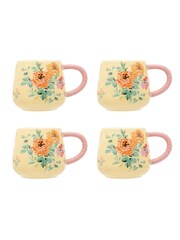Cath Kidston Yellow Archive Twisted Handle Billie Mugs Set Of 4 - Image 2 of 4
