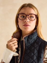 Joules Sutton Navy Blue Showerproof Longline Diamond Quilted Gilet - Image 6 of 9