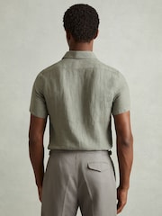 Reiss Pistachio Holiday Slim Fit Linen Shirt - Image 5 of 5