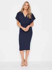 Long Tall Sally Blue Scuba Wrap Midi Dress - Image 2 of 5