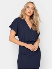 Long Tall Sally Blue Scuba Wrap Midi Dress - Image 4 of 5