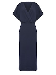 Long Tall Sally Blue Scuba Wrap Midi Dress - Image 5 of 5
