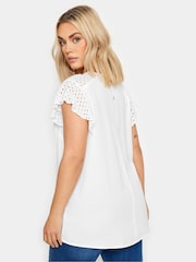 Yours Curve White Flutter Sleeve Top - Image 3 of 5