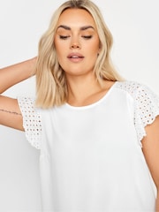 Yours Curve White Flutter Sleeve Top - Image 4 of 5