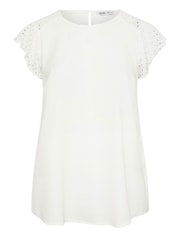 Yours Curve White Flutter Sleeve Top - Image 5 of 5