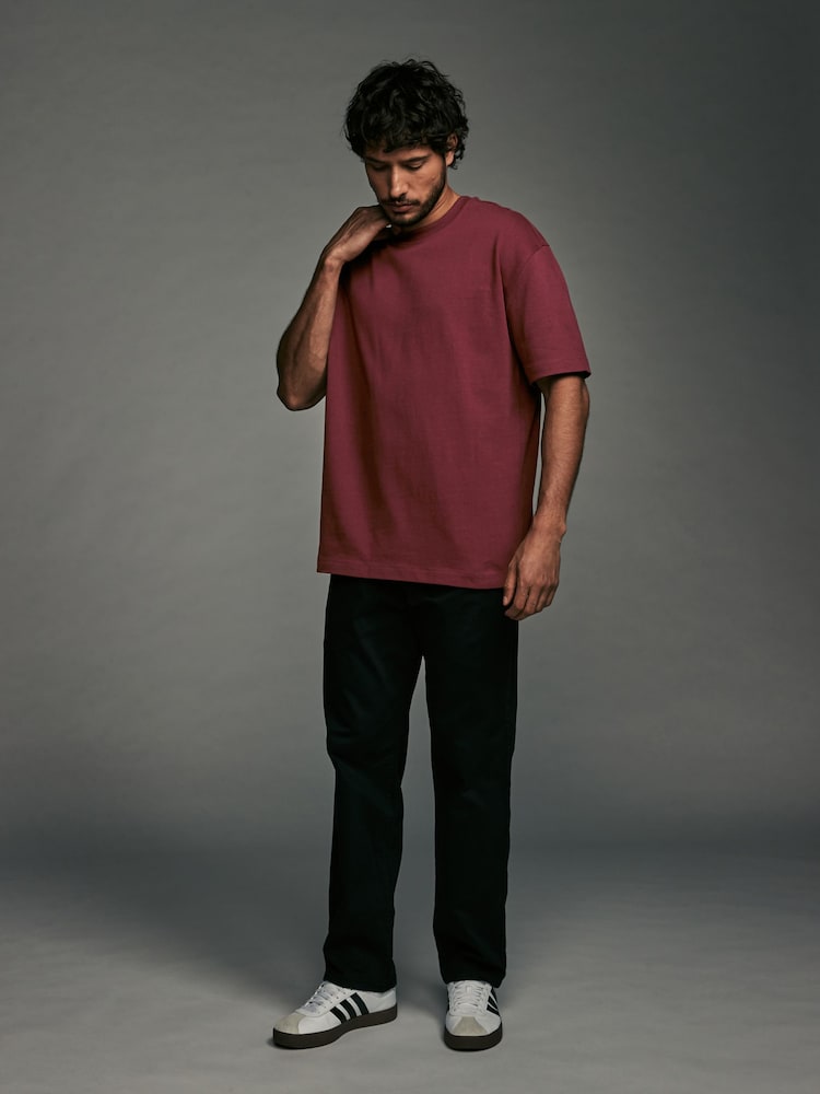 Bleu/bordeaux Rouge/Vert - Coupe ample - Lot de 3 t-shirts épais - Image 3 of 12