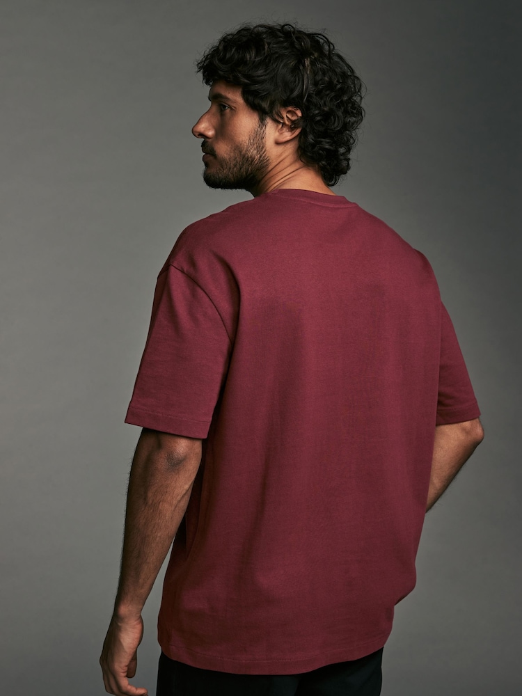 Bleu/bordeaux Rouge/Vert - Coupe ample - Lot de 3 t-shirts épais - Image 4 of 12
