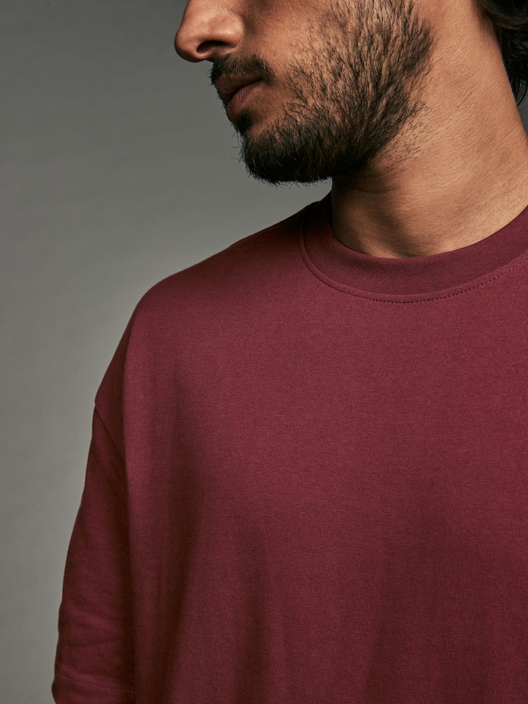 Bleu/bordeaux Rouge/Vert - Coupe ample - Lot de 3 t-shirts épais - Image 7 of 12