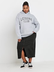 Yours Curve Black Midi Denim Skirt - Image 3 of 5