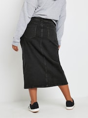 Yours Curve Black Midi Denim Skirt - Image 4 of 5