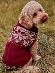 Red Fairisle Pattern Christmas Dog Jumper - Image 1 of 10