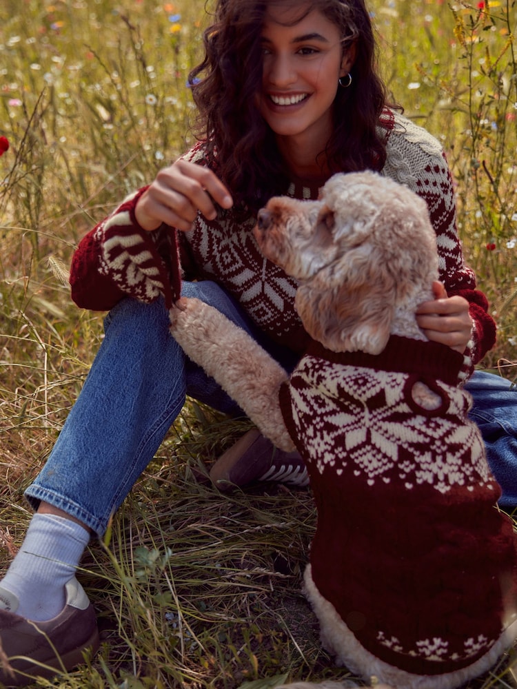 Red Fairisle Pattern Christmas Dog Jumper - Image 2 of 10