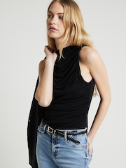 River Island Black Ruched High Neck Top - Image 4 of 6