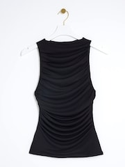River Island Black Ruched High Neck Top - Image 5 of 6
