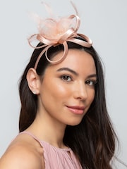 Aela Blush Pink Aliceband Feather Fascinator - Image 1 of 4