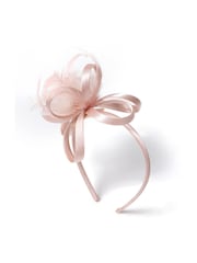 Aela Blush Pink Aliceband Feather Fascinator - Image 2 of 4
