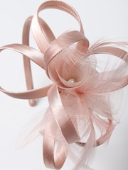 Aela Blush Pink Aliceband Feather Fascinator - Image 4 of 4
