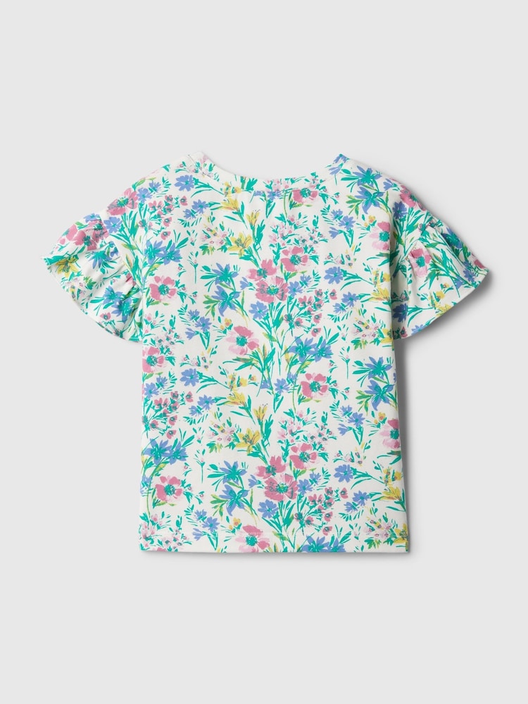 Weiß/Blau/Rosa/Geblümt - Gap Bedrucktes T-Shirt mit Rundhalsausschnitt und kurzen Flatterärmeln (3 Monate bis 5 Jahre) - Bild 2 von 2 Weiß/Blau/Rosa/Geblümt - Gap Bedrucktes T-Shirt mit Rundhalsausschnitt und kurzen Flatterärmeln (3 Monate bis 5 Jahre) - Bild 2 von 2