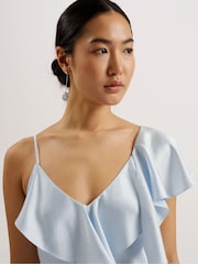 Ted Baker Blue Keomi Waterfall Ruffle Midi Slip Dress - Image 3 of 5