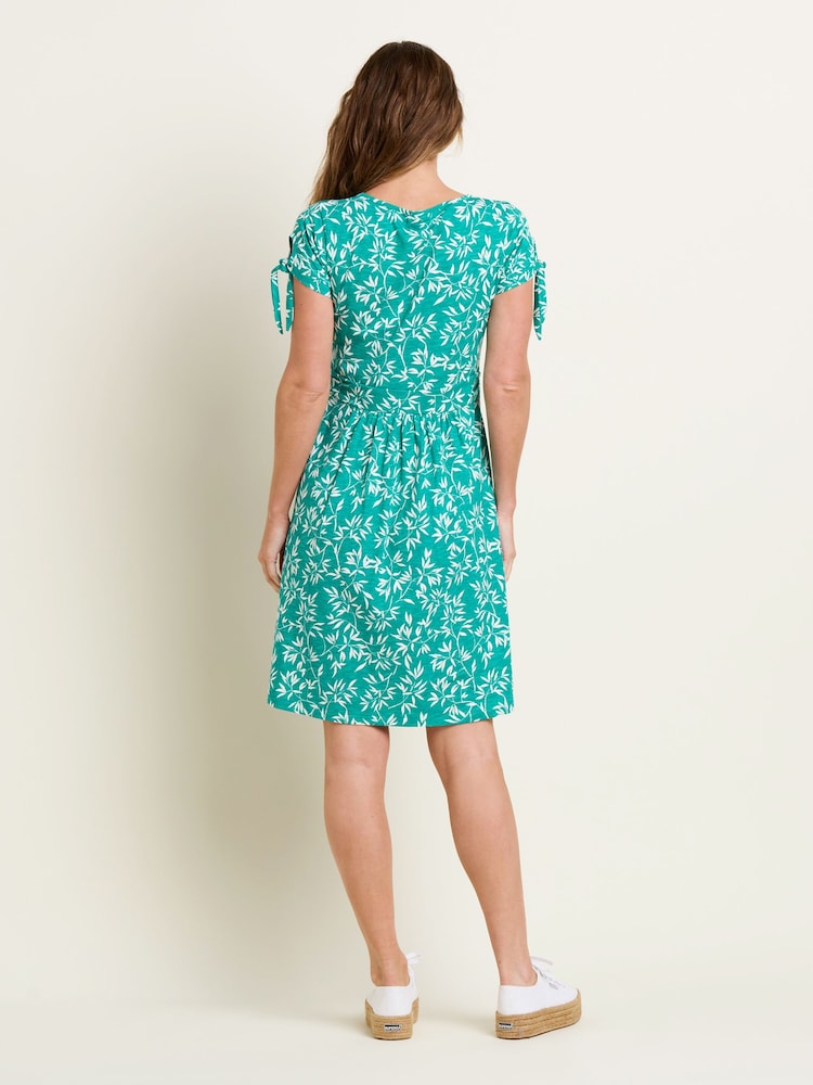 Brakeburn Green 100% Cotton Bamboo Leaves Dress - Image 2 of 4