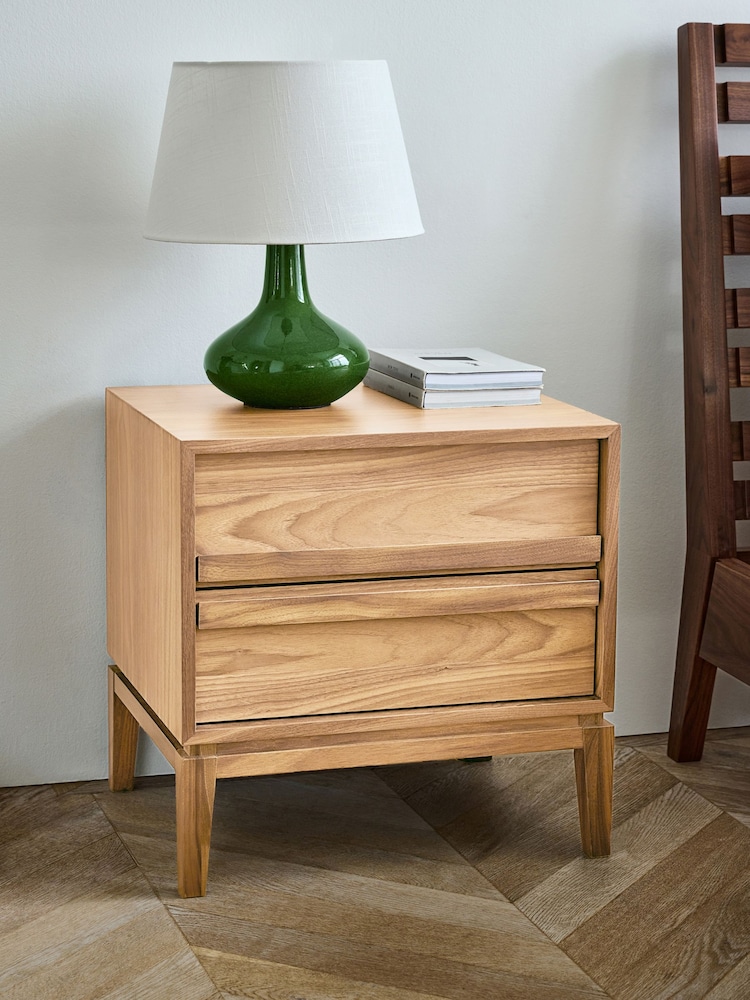 Jasper Conran London Oak 2 Drawer Belgrave Walnut 2 Drawer Bedside - Image 2 of 10