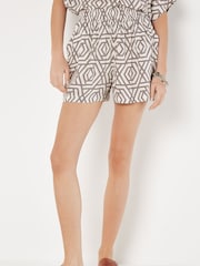 Apricot Grey Geo Print Shorts - Image 1 of 4
