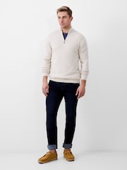 French Connection Natural Quarter Zip Funnel Neck Jumper - Image 1 of 3