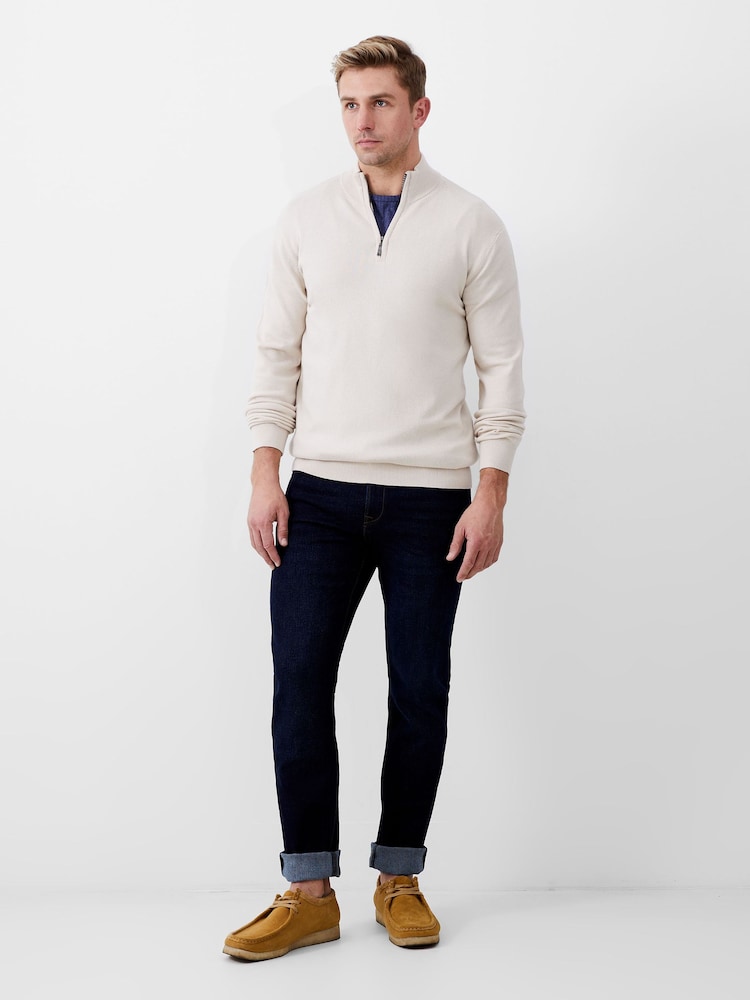 French Connection Natural Quarter Zip Funnel Neck Jumper - Image 1 of 3