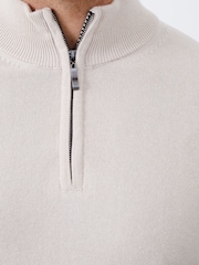 French Connection Natural Quarter Zip Funnel Neck Jumper - Image 3 of 3