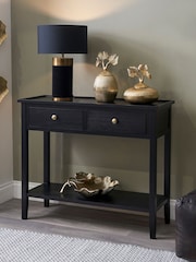 Pacific Satin Black Pine Wood 2 Drawer Console Table - Image 1 of 6