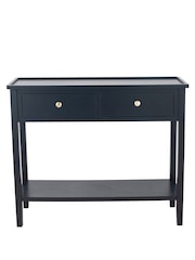 Pacific Satin Black Pine Wood 2 Drawer Console Table - Image 2 of 6