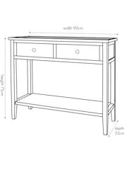 Pacific Satin Black Pine Wood 2 Drawer Console Table - Image 4 of 6