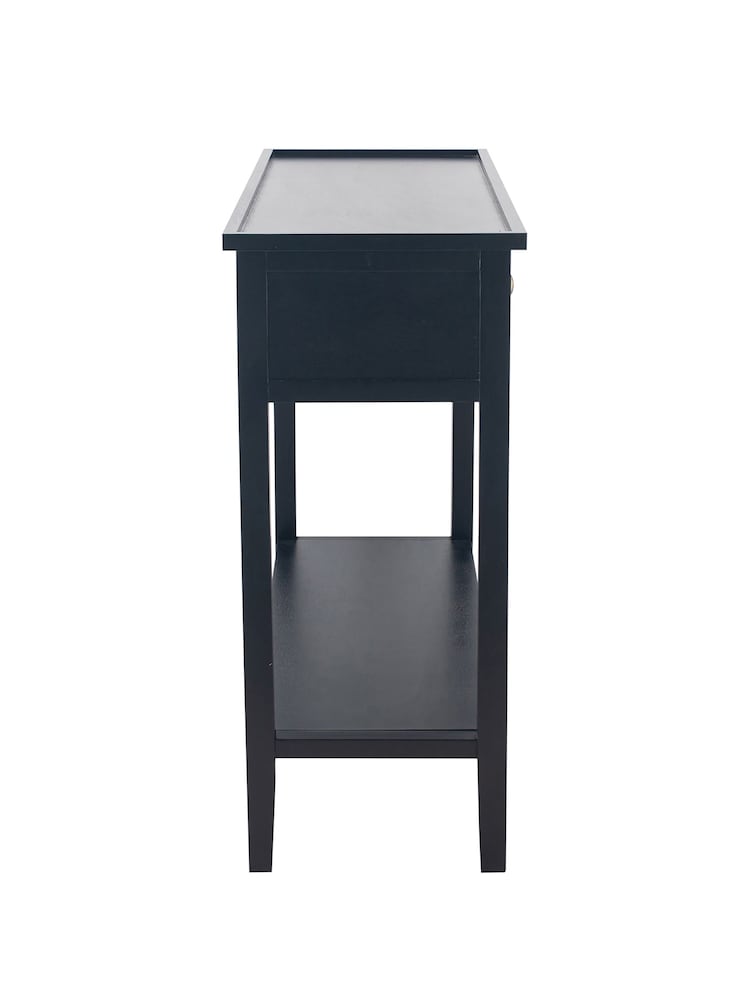 Pacific Satin Black Pine Wood 2 Drawer Console Table - Image 6 of 6