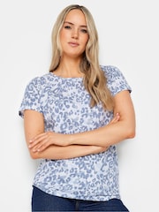 Long Tall Sally Blue/White Tall Animal Print 100% Cotton T-Shirts 2 Pack - Image 2 of 5