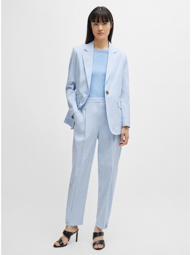 BOSS Light Blue Relaxed Fit Seersucker Blazer Jacket - Image 1 of 6 BOSS Light Blue Relaxed Fit Seersucker Blazer Jacket - Image 1 of 6