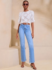 Lipsy White Diamond Lace T-Shirt - Image 3 of 4