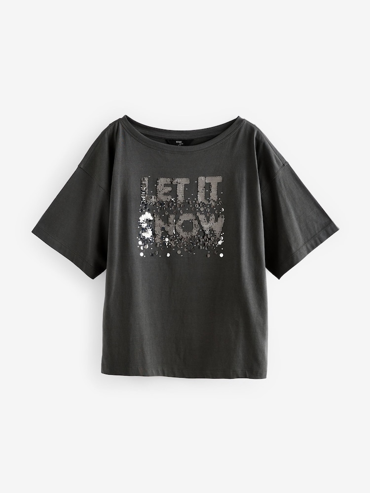 Let It Snow - تيشرت عيد الميلاد بكُم قصير مصنوع من القطن بنسبة 100% - Image 6 of 9