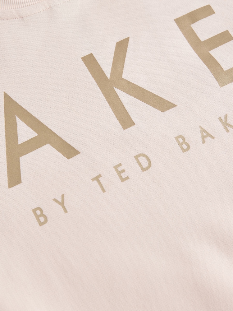Baker by Ted Baker Cream Zip Neck 100% Cotton Sweat Dress - Image 12 of 14