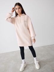Baker by Ted Baker Cream Zip Neck 100% Cotton Sweat Dress - Image 2 of 14