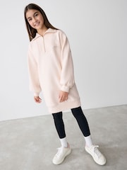 Baker by Ted Baker Cream Zip Neck 100% Cotton Sweat Dress - Image 3 of 14