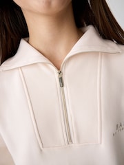 Baker by Ted Baker Cream Zip Neck 100% Cotton Sweat Dress - Image 6 of 14