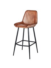 Pacific Vintage Brown Leather and Iron Retro Bar Stool - Image 3 of 6