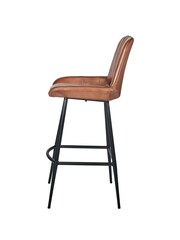 Pacific Vintage Brown Leather and Iron Retro Bar Stool - Image 4 of 6