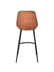 Pacific Vintage Brown Leather and Iron Retro Bar Stool - Image 5 of 6