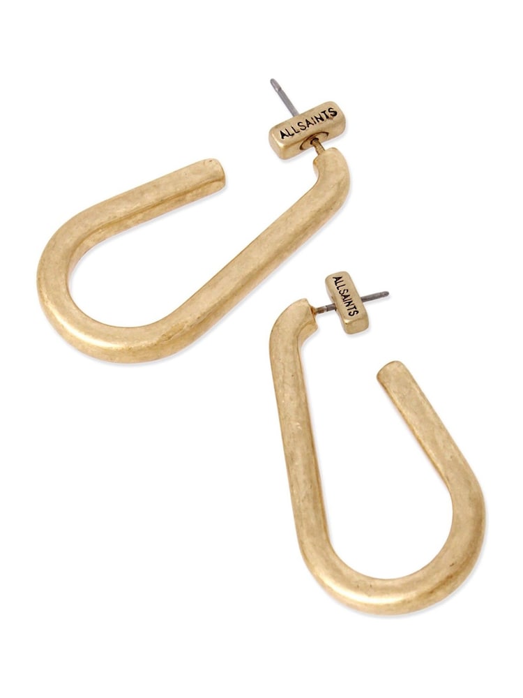 AllSaints Gold Tone Stone Carabiner Hoop Earrings - Image 5 of 5