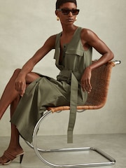 Reiss Sage Elin Utility Belted Midi Dress - Image 1 of 6