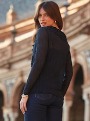 Sosandar Blue Ruffle Detail Blouse - Image 5 of 5