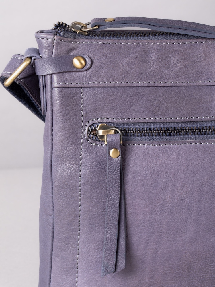 Lakeland Leather Blue Harstone Large Cross Body Bag - Image 4 of 6
